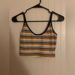 SHEIN Striped Crop Top - Black, Yellow, White